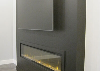 new fireplace, wall with TV